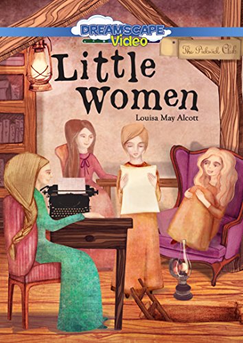Little Women" DVD cover with illustrated sisters and a vintage typewriter.
