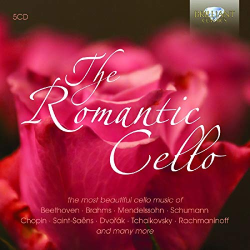 CD cover with a pink rose and elegant script title: "The Romantic Cello".