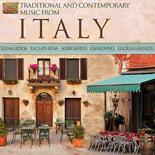 CD cover: Italian street scene with building, tables, and flowers.