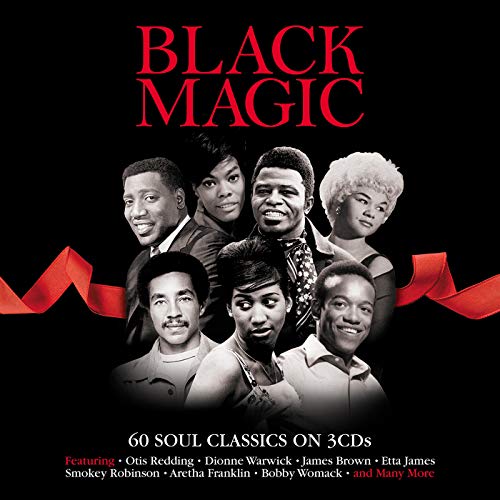 CD cover featuring portraits of soul music artists with red ribbon.
