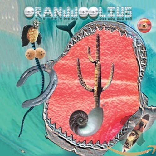 CD cover with surreal collage of desert, ocean, and fruit imagery.