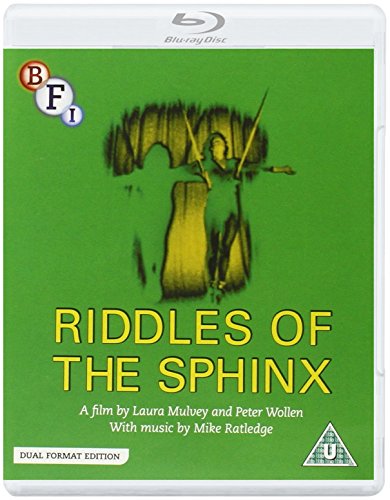 Blu-ray cover for Riddles of the Sphinx with green background and silhouetted figure.