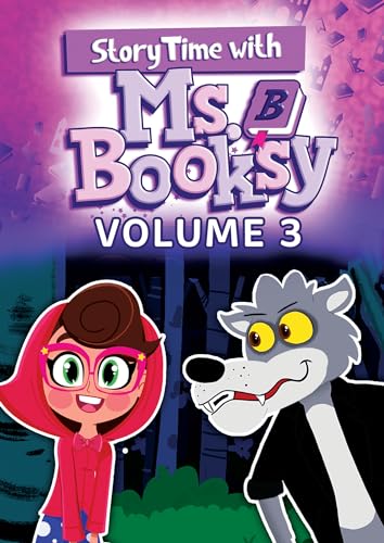 DVD cover for “Storytime With Ms. Booksy: Volume Three” featuring Little Red Riding Hood and the wolf.
