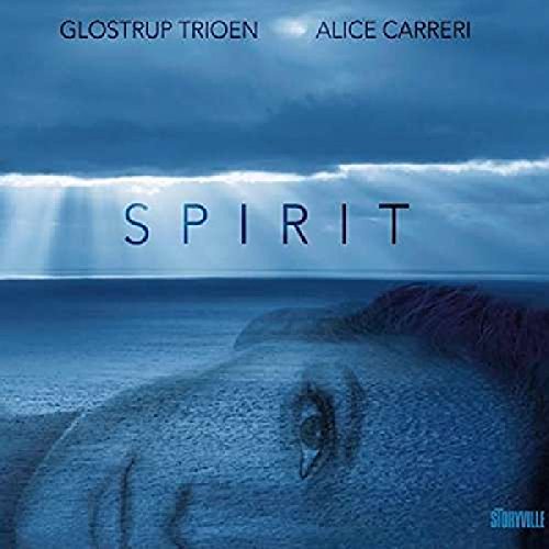 CD cover for "Spirit" by Glostrup Trioen and Alice Carreri, blue tones.