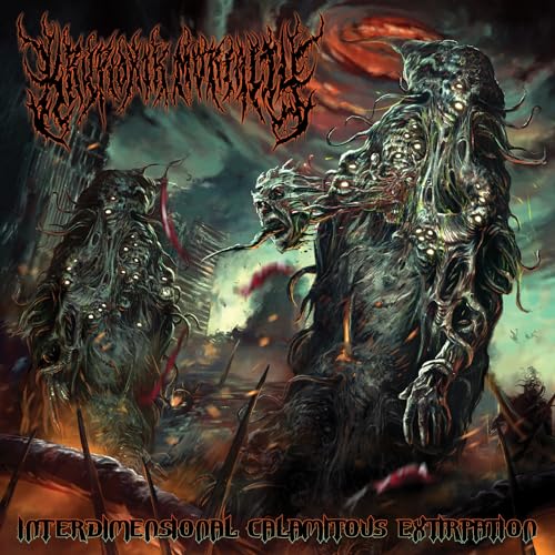 Dark album cover featuring monstrous, decaying figures in a ruined landscape.