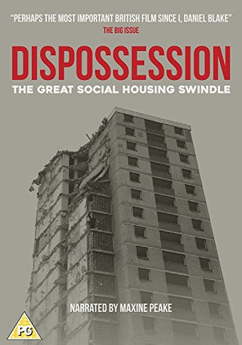 DVD cover for “Dispossession” depicting a partially demolished high-rise building.