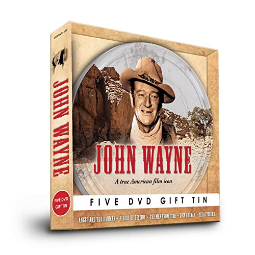 John Wayne DVD gift tin with image of the actor in a cowboy hat.