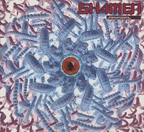 CD cover for Shamen’s “Transamazonia” with a swirling, abstract design.