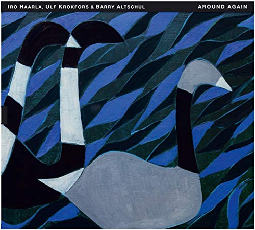 CD cover: abstract blue painting of geese with white necks.