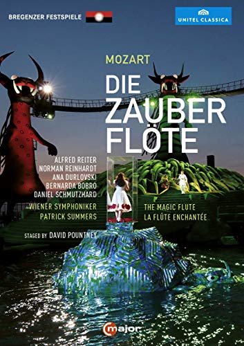 DVD cover for Mozart’s *The Magic Flute* opera, featuring stage imagery.