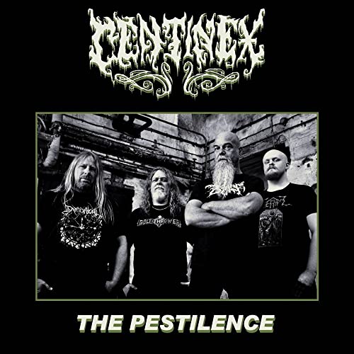 CD cover for Centinex’s “The Pestilence” featuring a band photo.