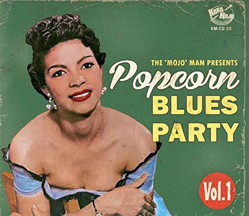 CD cover: smiling woman, text “Popcorn Blues Party Vol.1”.