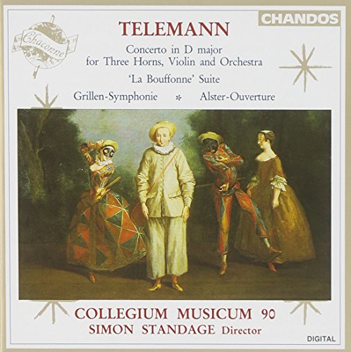 CD cover for Telemann concertos featuring a painted scene of costumed figures.