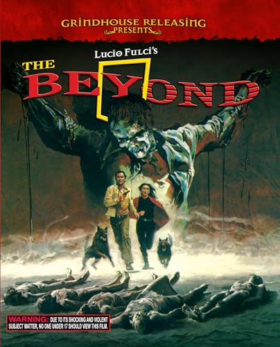 Blu-ray cover for horror film "Beyond" featuring a zombie and fleeing figures.