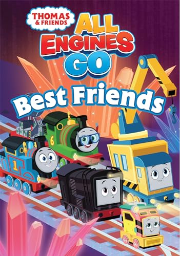 “Thomas & Friends” DVD cover featuring colorful train characters and construction vehicles.