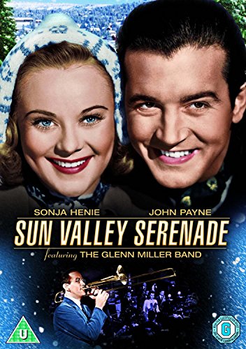 Sonja Henie and John Payne on "Sun Valley Serenade" DVD cover.