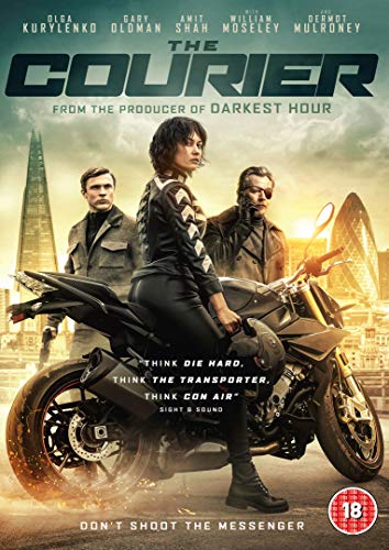 DVD cover for "The Courier" featuring Olga Kurylenko on a motorcycle.