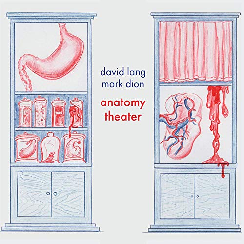 Painted cabinet displaying anatomical organs and specimens, album artwork.
