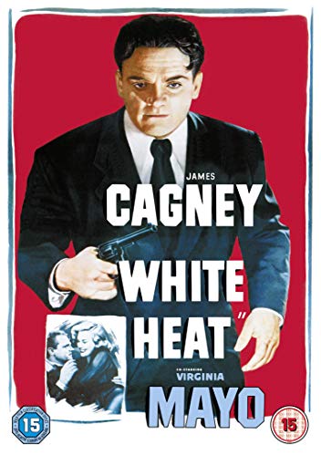 DVD cover art for White Heat featuring James Cagney holding a gun on red background.
