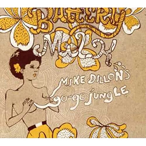 CD cover art with illustrated woman, flowers, and text "Battery Milk".