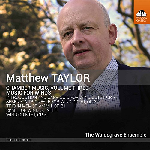 CD cover featuring composer Matthew Taylor’s portrait and album details.