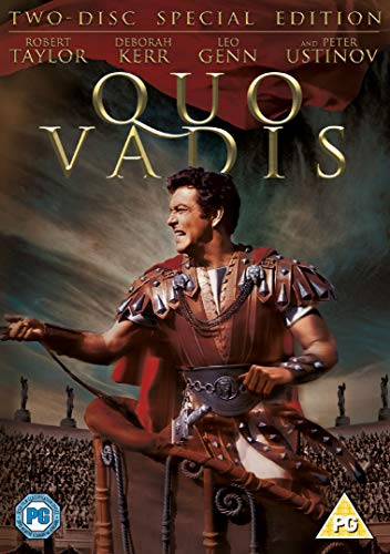 DVD cover art for Quo Vadis featuring a Roman soldier in an arena.