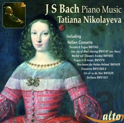 CD cover for J.S. Bach piano music featuring a portrait of a woman.