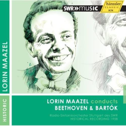 CD cover featuring a sketched portrait of conductor Lorin Maazel.
