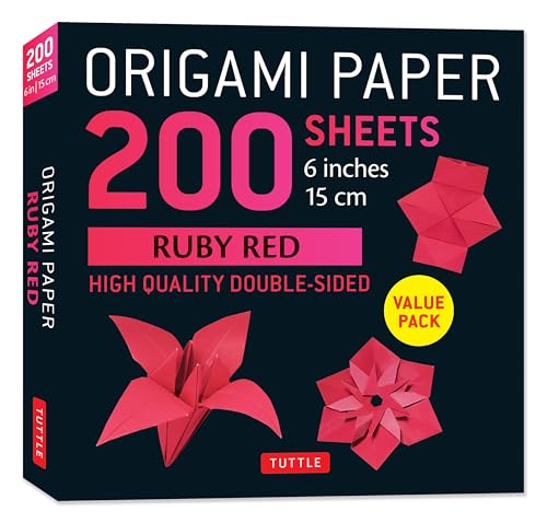 Origami Paper 200 sheets Ruby Red 6" : Solid Red Double-Sided Origami Sheets with Instructions for 10 Projects