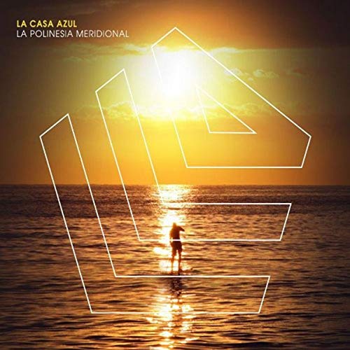 CD cover: Sunset over ocean with silhouetted figure and geometric lines.