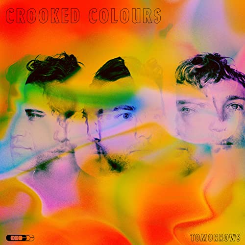 Album cover for Crooked Colours’ “Tomorrows” featuring blurred faces in vibrant colors.