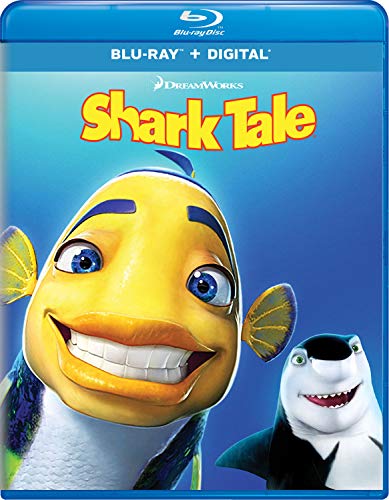 Blu-ray cover for "Shark Tale" featuring Oscar, a yellow and blue fish.