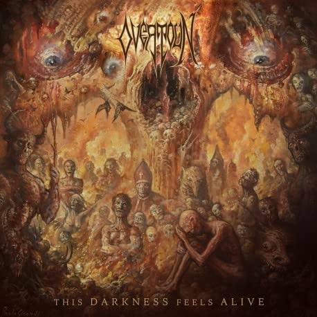Dark, surreal album art with eyes, figures, and the band name "Overtoun".