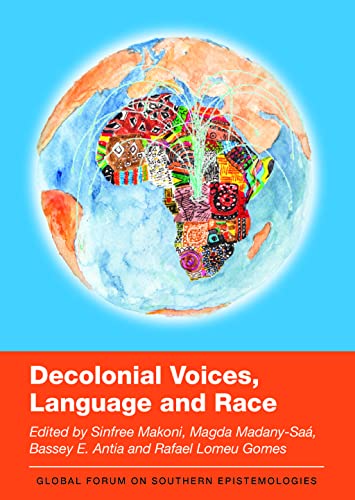 Book cover: Earth image with Africa highlighted, titled "Decolonial Voices.