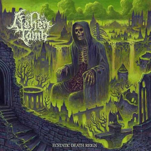 Album cover: skeletal figure in a ruined, green landscape.