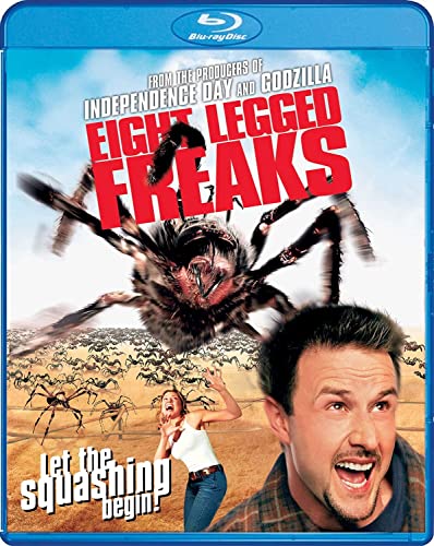 Blu-ray cover for "Eight Legged Freaks" featuring a giant spider and people.