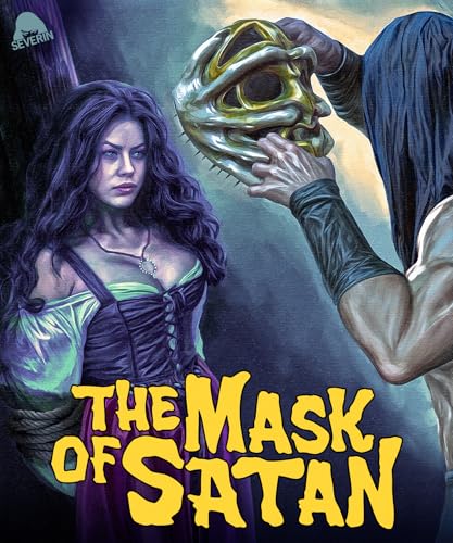 Movie poster for "The Mask of Satan" featuring a woman and a spiked mask.
