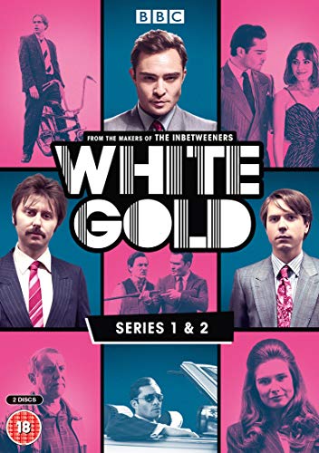 White Gold" DVD cover featuring a collage of characters in 1980s attire.
