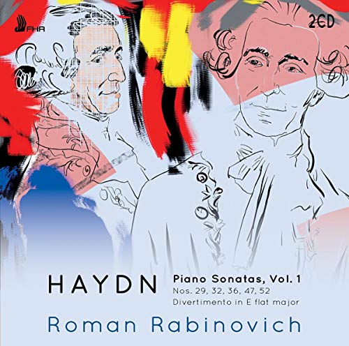 CD cover featuring sketched portraits of composer Joseph Haydn and pianist Roman Rabinovich.