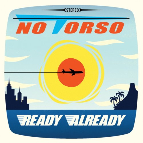 CD cover with airplane flying towards a tropical island and city.