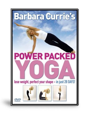 DVD cover featuring Barbara Currie in a yoga pose against a blue sky.
