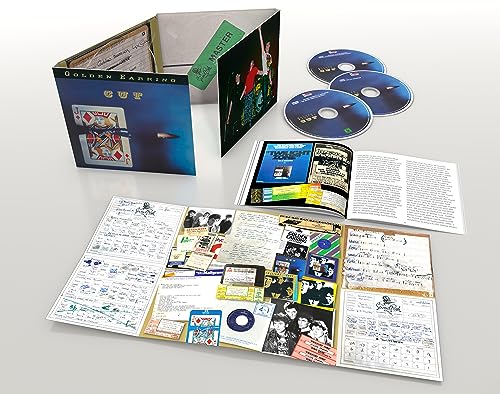 Golden Earring Cut remastered CD box set with discs, booklet, and printed memorabilia inserts.