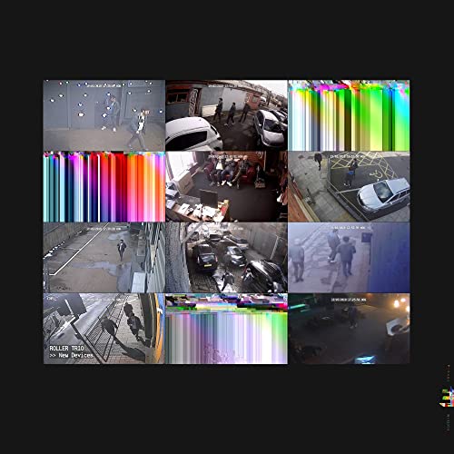 CD cover for Roller Trio’s “New Devices” featuring fragmented security camera footage.