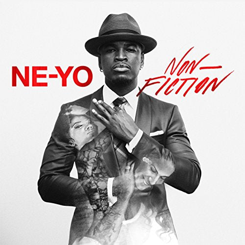 Ne-Yo album cover, "Non-Fiction", black and white with red text.