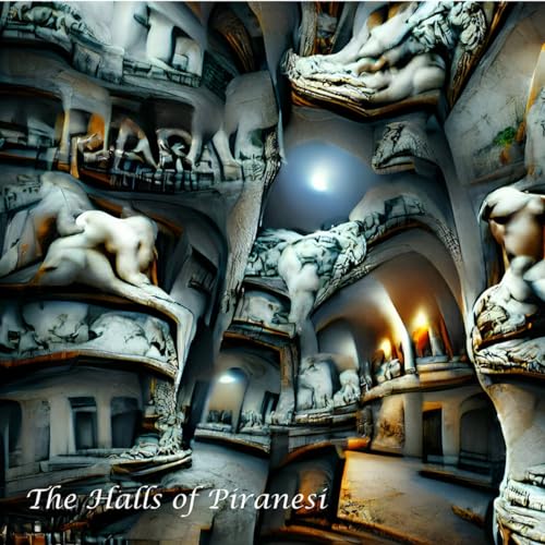 Album cover for "The Halls of Piranesi" featuring surreal, sculptural architecture.