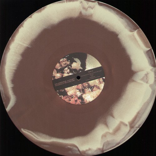 Swirled brown and white vinyl record with a central label.