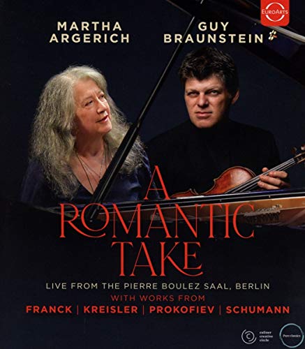 Martha Argerich and Guy Braunstein on Blu-ray cover, performing music.