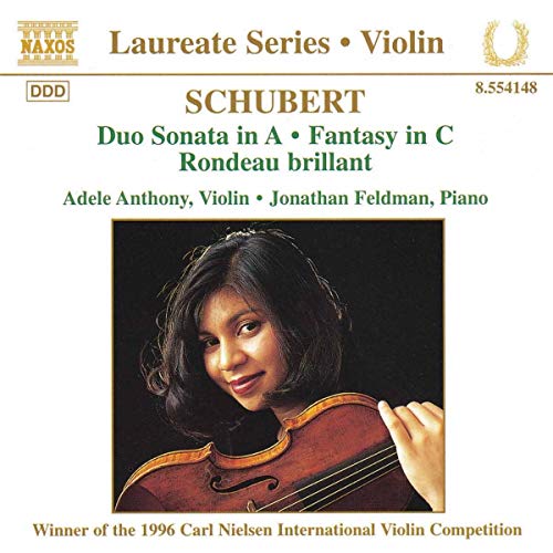 CD cover featuring violinist Adele Anthony with violin and pianist Jonathan Feldman.