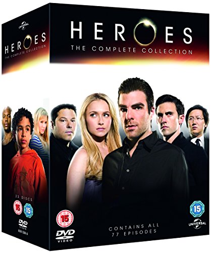 Heroes The Complete Collection DVD box set featuring an ensemble cast of seven characters.