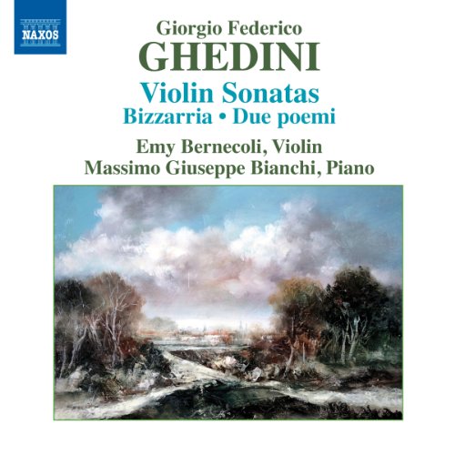 CD cover for Ghedini violin sonatas with landscape painting.